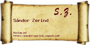 Sándor Zerind névjegykártya